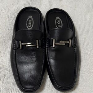 Tod's Elegant Black Leather mule men’s shoes